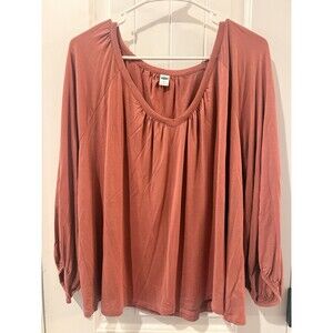 Old Navy Women’s Mauve Solid Scoop Neck 3/4 Sleeve Pullover Blouse XL Never Worn